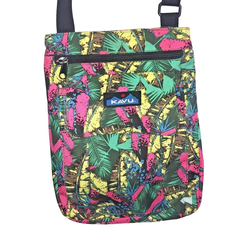 Kavu Crossbody Bag Tropical Bright Colors Pink Yellow Blue Vacation Festival
